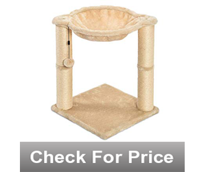 Elevated cat hammock,Color: Beige,Natural jute fiber scratching posts