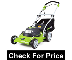 GreenWorks 20-Inch 12 Amp Corded Electric Lawn Mower 25022,7-position height adjustment,10-Inch Rear / 7-Inch Front Wheels