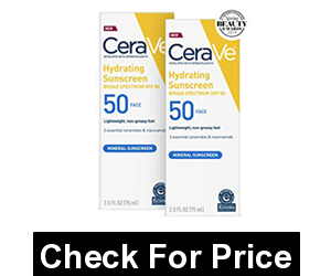 Cerave 100% Mineral Sunscreen SPF 50 | Face Sunscreen with Zinc Oxide & Titanium Dioxide for Sensitive Skin | 2.5 oz, 1