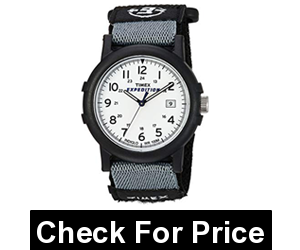 Timex Mens Camper Watch,Color: Black/White,38 mm resin case with INDIGLO light-up dial and acrylic window