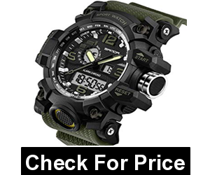 Military Sports Electronic LED Stopwatch Digital Analog Dual Time Outdoor Army Wristwatch,Band Color: Green,Price: $19.99