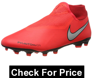 Nike Men's Phantom VSN Academy DF MG,Color: Bright Crimson/Metallic Silver,Multi-Ground Soccer cleats