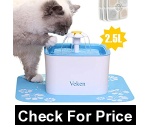 Veken Pet Fountain, 84oz/2.5L Automatic Cat Water Fountain Dog Water Dispenser with 3 Replacement Filters & 1 Silicone Mat for Cats, Dogs, Multiple Pets