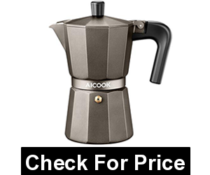 AICOOK 6 Cups Moka Pot, Price: $14.59, flame retardant handle, Light and Durable Aluminium Moka Pot