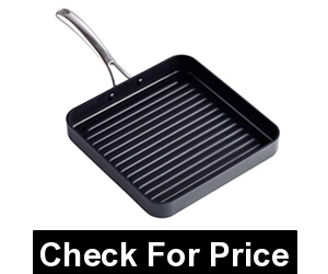 Anodized Nonstick Square Grill Pan, Price: $31.19, Works on gas, electric, glass, ceramic, halogen