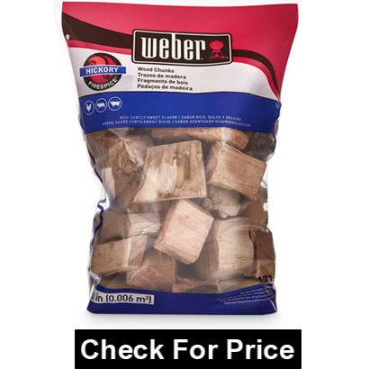 Weber 17148 Hickory Wood Chunks for Brisket Smoke, Rich subtly Sweet flavor, Great for poultry, pork & beef